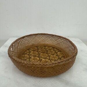 Woven Vintage Basket Storage Bin Rattan Box Home Decor Small Bowl Cottage Boho